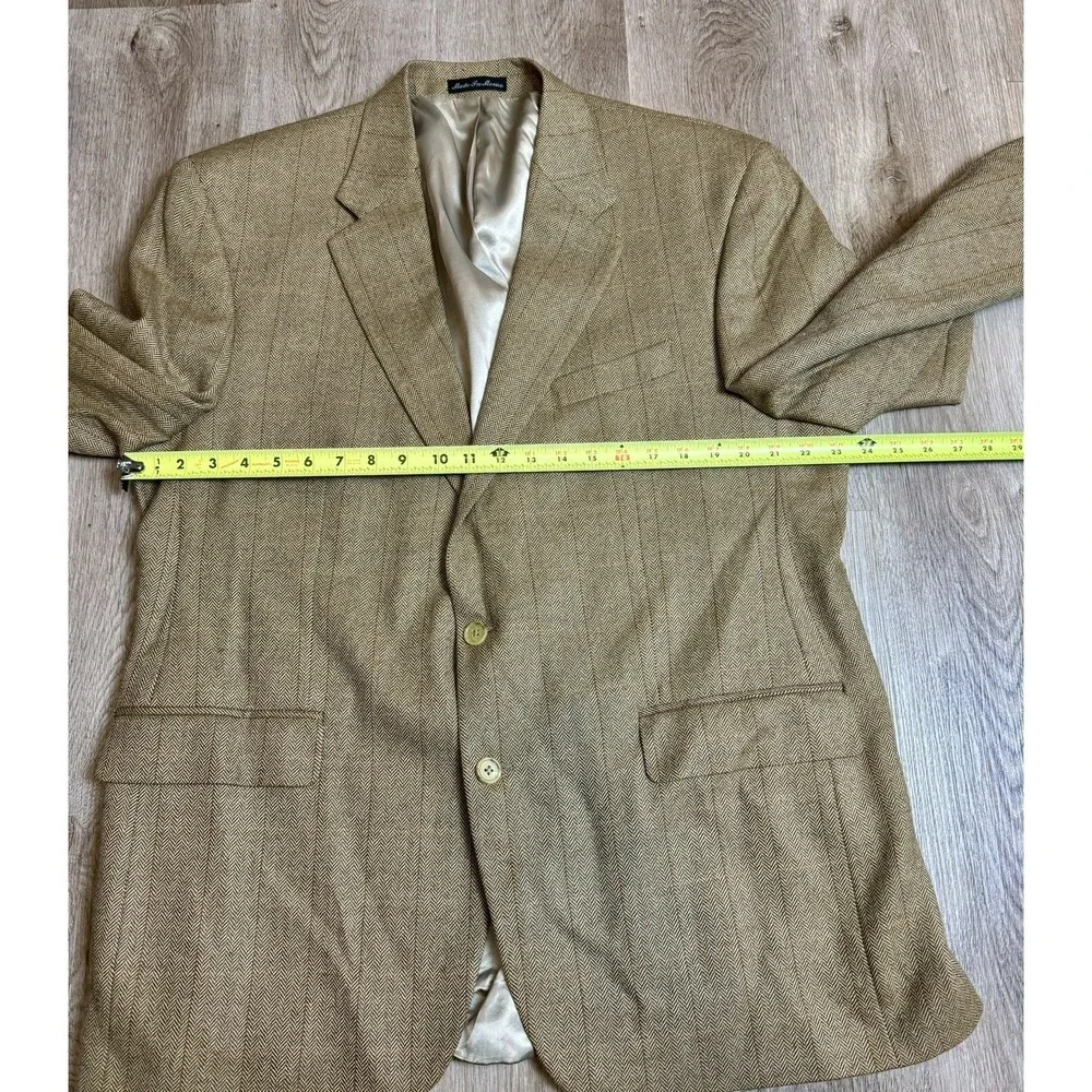 Lauren Ralph Lauren Mens Two Button Blazer Brown Windowpane Herringbone Size 46R